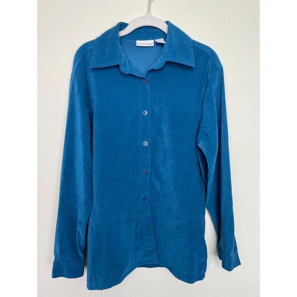Croft & Barrow Small Button Down Shirt Blue Long Sleeve Collared Stretch